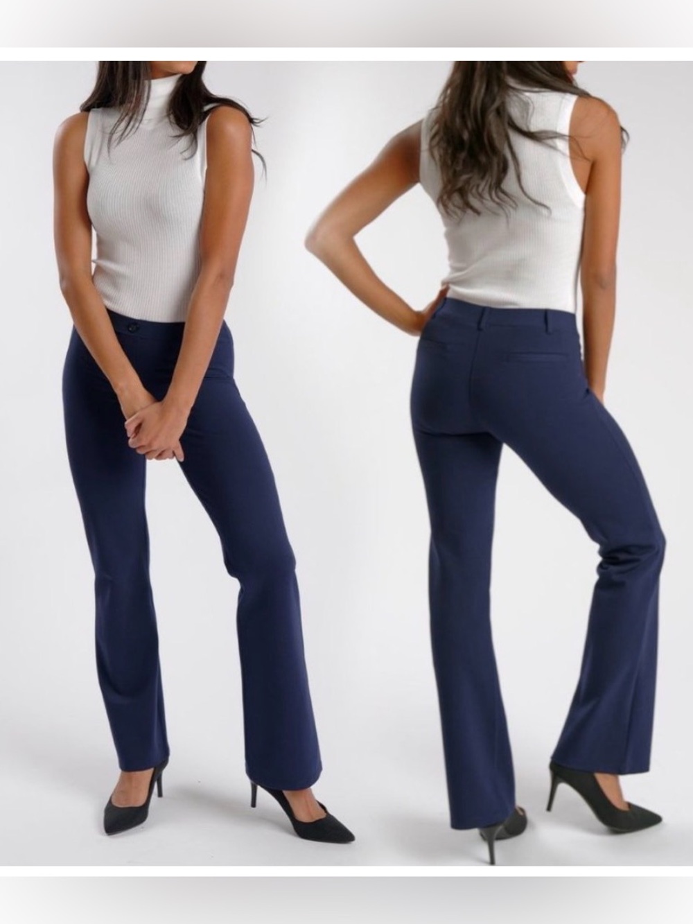 NEW Betabrand Navy Blue Bootcut Yoga 4-way Stretch Dress Pants